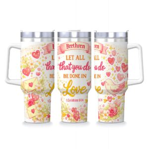 Inspirational -  40oz Travel Mug Stainless-Steel with Handle & Straw - Let All That You Do