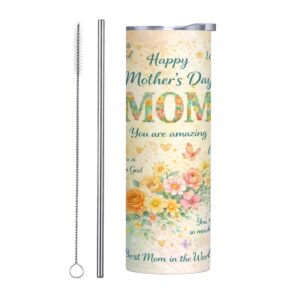 You Are Amazing Mom 20 oz Slim Mother’s Day Tumbler with Straw