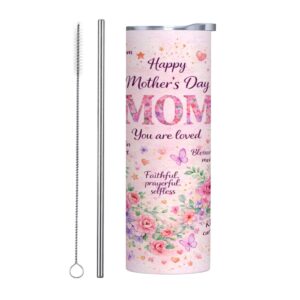 You Are Loved Mom 20 oz Slim Mother’s Day Tumbler with Straw