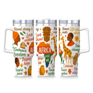 African With Us 40 oz Inspirational Tumbler with Handle & Straw