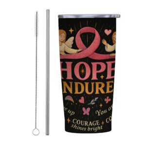 Hope Endures 20 oz Cancer Awareness Tumbler with Straw