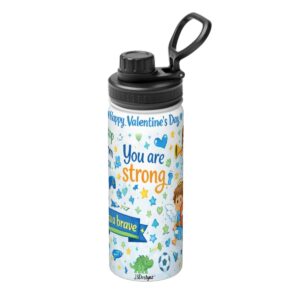 You Are Loved 18 oz Boys Valentine’s Day Insulated Water Bottle – Kids Stainless Steel Bottle